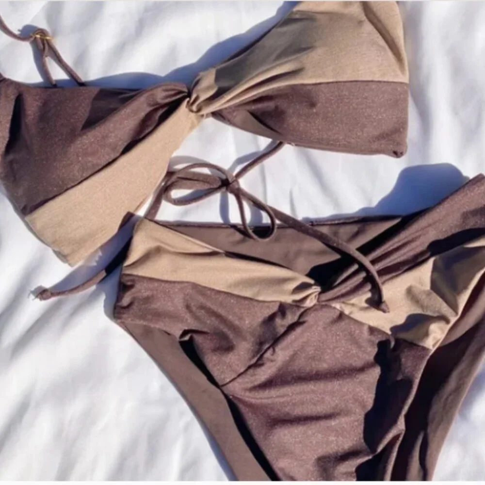 NWT L*Space Ringo Top Nancy Bottoms Metallic Shimmer Bikini Set - Picture 4 of 4